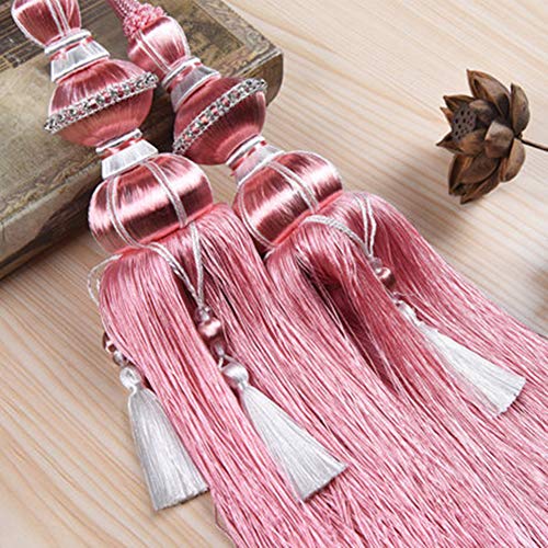 Raffhalter für Vorhänge, Raffhalter für Vorhänge, Luxus Europäischen Vorhang Quaste Fringe Raffhalter Riemen Wohnzimmer Schlafzimmer Fenster Gardinen Holdback for Home Offi(Pink) von QUEMUONN