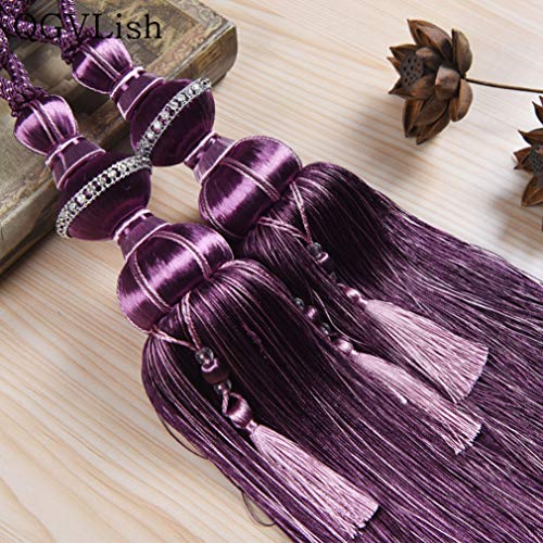 Raffhalter für Vorhänge, Raffhalter für Vorhänge, Luxus Europäischen Vorhang Quaste Fringe Raffhalter Riemen Wohnzimmer Schlafzimmer Fenster Gardinen Holdback for Home Offi(Purple) von QUEMUONN