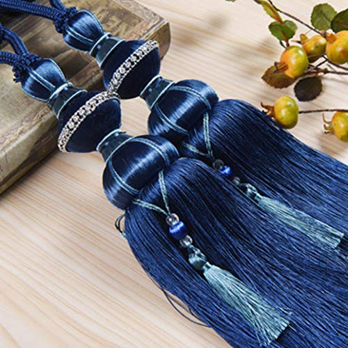 Raffhalter für Vorhänge, Raffhalter für Vorhänge, Luxus Europäischen Vorhang Quaste Fringe Raffhalter Riemen Wohnzimmer Schlafzimmer Fenster Gardinen Holdback for Home Offi(Sapphire Blue) von QUEMUONN