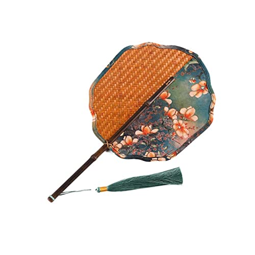 Runder Fächer mit chinesischer Stickerei, Gewebter Handfächer aus Bambus, bestickter chinesischer Retro-Handfächer mit Quasten for Verkleiden(2) von QUEMUONN