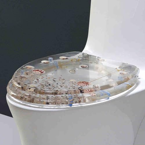 Toilettensitz, Schnellverschluss-Toilettensitz aus Harz for V-Typ, 150 kg, 13–21 cm, 36,5 x 42 cm(Style a) von QUEMUONN