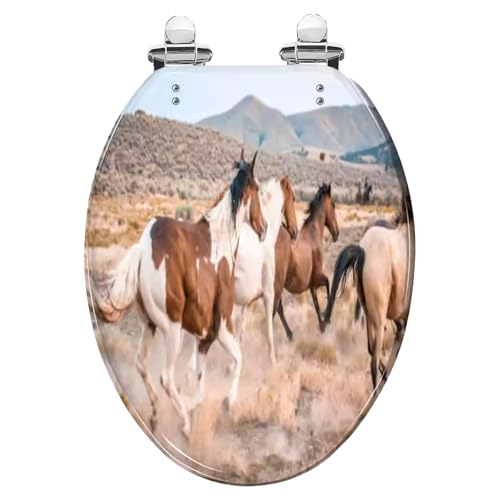 Toilettensitz, Toilettensitz aus Harz mit langsam schließender Schnellentriegelung for 10–20 cm U/V/O-Toiletten, mehrfarbig, 36 x 43 cm(Style E) von QUEMUONN