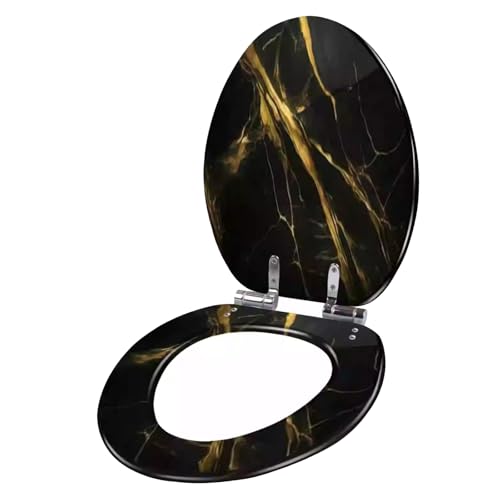 Toilettensitz, Toilettensitz aus Harz mit langsam schließender Schnellentriegelung for 10–20 cm U/V/O-Toiletten, mehrfarbig, 36 x 43 cm(Style F) von QUEMUONN