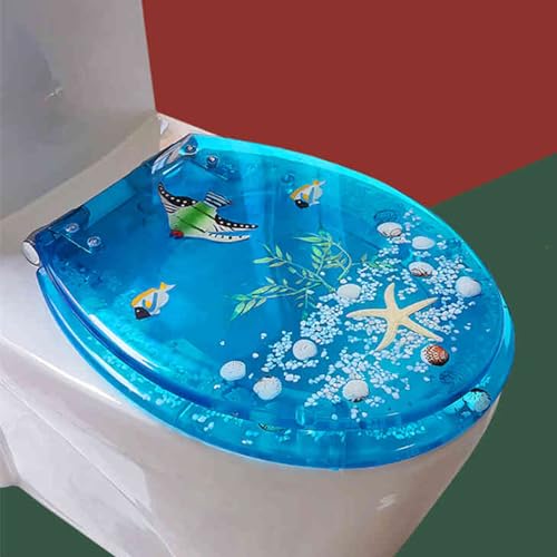 Toilettensitz, Toilettensitz aus Harz mit langsamer Schließung und Schnellverschluss, mehrfarbig, mehrere Größen(D Style) von QUEMUONN