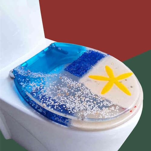 Toilettensitz, Toilettensitz aus Harz mit langsamer Schließung und Schnellverschluss, mehrfarbig, mehrere Größen(G Style) von QUEMUONN