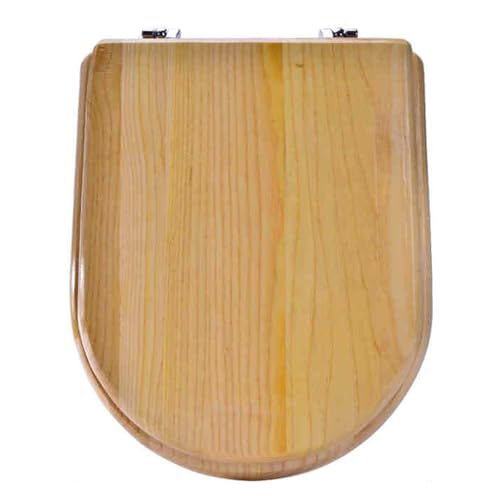 Toilettensitz, Toilettensitz aus Holz mit Absenkautomatik for U/V/O-Toiletten mit Lochabstand 11,5–21,5 cm(Original Wood Color-u Type,35 * 44-47cm) von QUEMUONN