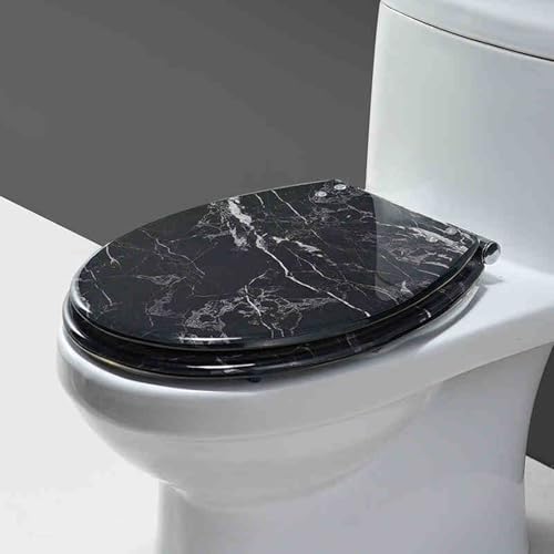 Toilettensitz, Toilettensitz aus Kunstharz, 36 x 42 cm, mehrfarbig, for U/V/O-Toiletten mit 13–20 cm Lochabstand(Black) von QUEMUONN