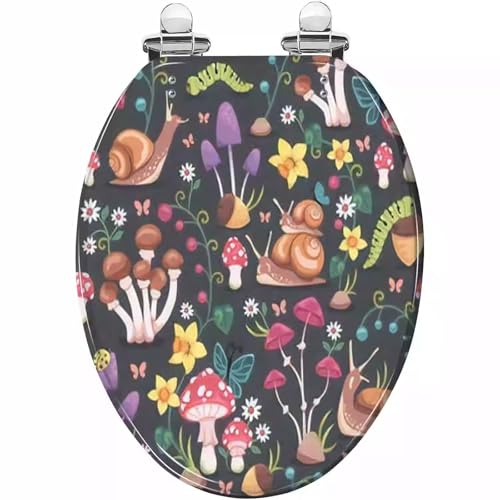 Toilettensitz, Toilettensitz aus Kunstharz, Absenkautomatik, Schnellverschluss, for Toiletten vom Typ UVO, 43 x 36 cm, mehrfarbig(Style-10) von QUEMUONN