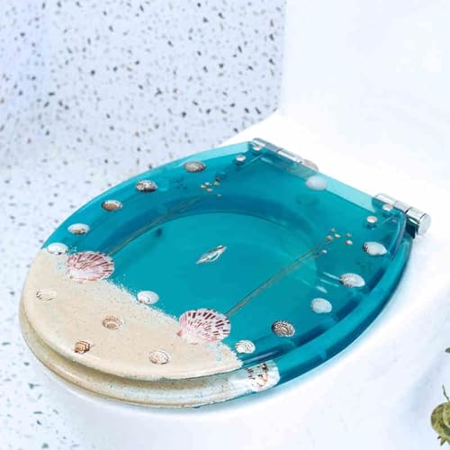 Toilettensitz, Toilettensitz aus Kunstharz, Soft-Close-Design, abnehmbar, for UVO-Toiletten, 42 x 36 cm(Style-16) von QUEMUONN