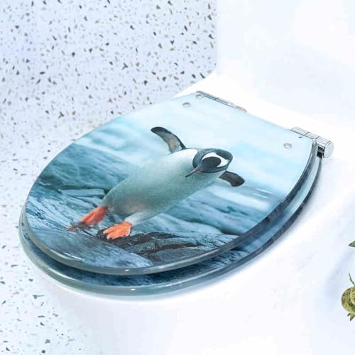 Toilettensitz, Toilettensitz aus Kunstharz, Soft-Close-Design, abnehmbar, for UVO-Toiletten, 42 x 36 cm(Style-2) von QUEMUONN