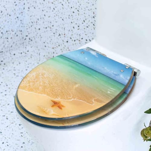 Toilettensitz, Toilettensitz aus Kunstharz, Soft-Close-Design, abnehmbar, for UVO-Toiletten, 42 x 36 cm(Style-5) von QUEMUONN