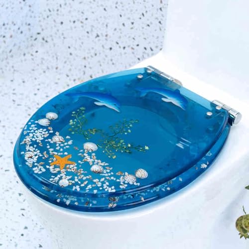 Toilettensitz, Toilettensitz aus Kunstharz, Soft-Close-Design, abnehmbar, for UVO-Toiletten, 42 x 36 cm(Style-9) von QUEMUONN
