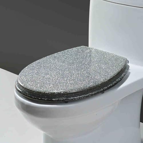 Toilettensitz, Toilettensitz aus Kunstharz for UVO-Toiletten, mehrfarbig, 36 x 42 cm, 13–20 cm Lochabstand(Silver) von QUEMUONN