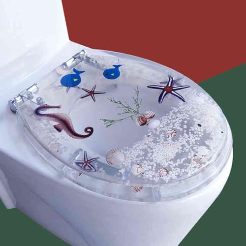 Toilettensitz, Toilettensitz aus Kunstharz mit langsamer Schließung, 32–38 x 40–47 cm, Schnellverschluss, einfache Reinigung und Installation(O Style) von QUEMUONN