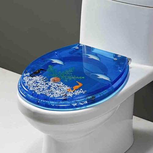 Toilettensitz, Toilettensitz aus Kunstharz mit langsamer Schließung und Schnellverschluss, mehrere Designoptionen, 42 x 36 cm, for Standardtoiletten in U-/V-/O-Form(Style I) von QUEMUONN