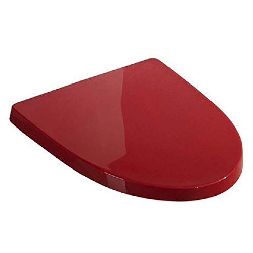 Toilettensitz, Universal mit einstellbarer Länge, stumm, einfach zu installierender Toilettendeckel for U-förmige Toiletten,(Red) von QUEMUONN