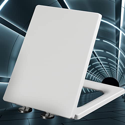 Toilettensitz, Universelle Toilettensitze mit Schnellverschluss, langlebige Toilettensitze, langsam schließender Toilettendeckel mit verstellbaren Scharnieren, ~(40~45cm*34.5cm) von QUEMUONN