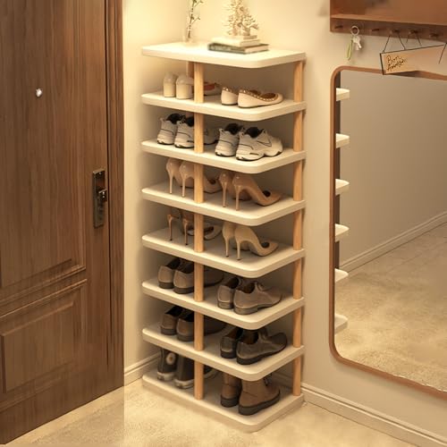 QUEMZAR Schuhregal Platzsparend, Schuhregal Schmal und Hoch für Diele Flur Eingangsbereich, Weiß 48 * 24 * 112cm von QUEMZAR
