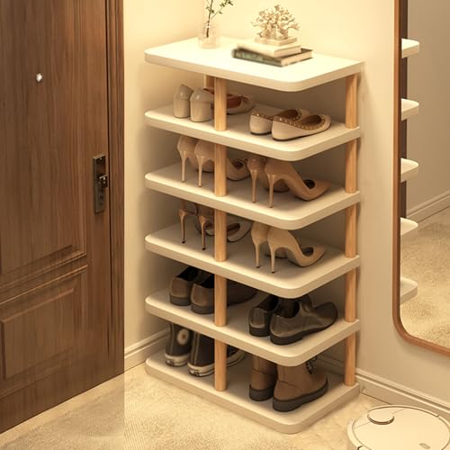 QUEMZAR Schuhregal Platzsparend, Schuhregal Schmal und Hoch für Diele Flur Eingangsbereich, Weiß 48 * 24 * 80cm von QUEMZAR