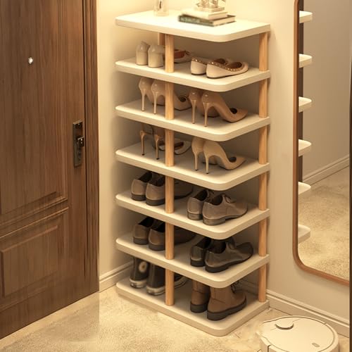 QUEMZAR Schuhregal Platzsparend, Schuhregal Schmal und Hoch für Diele Flur Eingangsbereich, Weiß 48 * 24 * 96cm von QUEMZAR