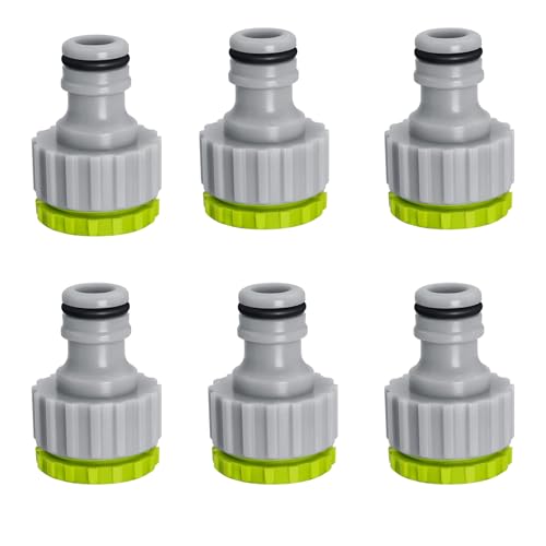6 Stück Wasserhahn Anschluss,Wasserhahn Adapter,1/2 Zoll 2-In-1 Garten Hahnverbinder, für Garten Kunststoff Schlauchanschluss Bewässerungs (Grau Grün) von QUEXLAI