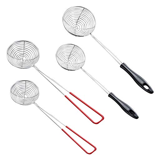 4 Stück Edelstahl Fondue Sieb Schöpfkelle Mesh Abseihlöffel Fondue Sieb Set Fondue Zubehör Edelstahl Siebchen Set Feinmaschig Abseihlöffel Perfekt Zum Garen Von Gemüse Pilzen Fisch Oder Fleisch von QUHEEE