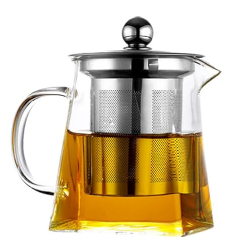 QUHUOYAO Glas-Teekanne mit abnehmbarem Edelstahl-Teesieb, Herdplattensicherer Teekessel, Teekanne blühende und lose Teebereiter, Teebereiter für Camping, Reisen (750 ml) von QUHUOYAO