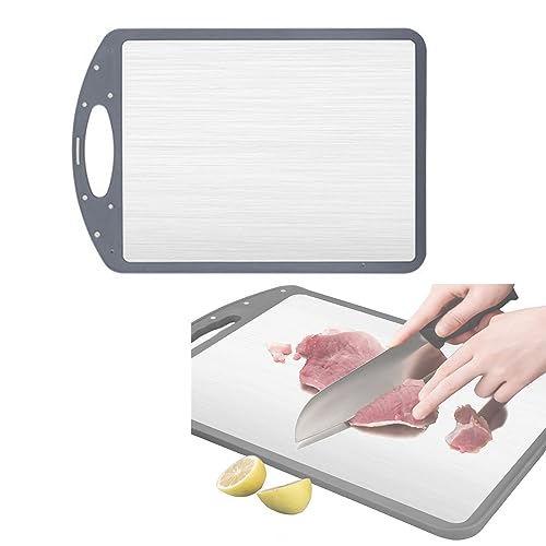 QUHUOYAO Schneidebretter für die Küche, doppelseitig, Edelstahl-Schneidebrett für Küche mit handlichem Griff, 25,4 x 38,1 cm, leicht zu reinigen QUHUOYAO Schneidebretter für die Küche, doppelseitig, Edelstahl-Schneidebrett für Küche mit handlichem Griff, 25,4 x 38,1 cm, leicht zu reinigen von QUHUOYAO