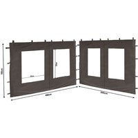 2 Seitenteile aus PE mit Fenster 300x195cm / 400x195cm für Pavillon 3x4m Seitenwand Anthrazit RAL 7012 von QUICK STAR