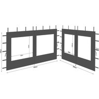 2 Seitenteile aus Polyester mit klarsicht Fenster 300/400x195cm für Pavillon 3x4m Seitenwand Anthrazit ral 7012 wasserdicht von QUICK STAR