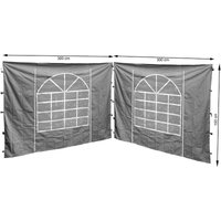 2 Seitenteile mit PVC Fenster 300x193cm für Pavillon Sahara 3x3m Seitenwand Grau von QUICK-STAR