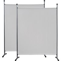 2 Stück Paravent 150 x 190 cm Stoff Raumteiler Groß Stellwand Trennwand Balkon Sichtschutz Weiß von QUICK-STAR