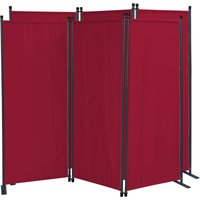 Quick-star - 2 Stück Paravent 3 Teilig 170 x 165 cm Stoff Raumteiler Trennwand Balkon Sichtschutz Stellwand Faltbar Rubinrot von QUICK-STAR
