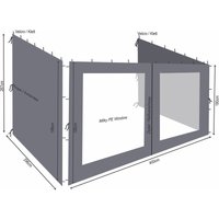 Quick Star - 3 Seitenteile Rank Anbau 3x4m Anthrazit mit pe Fenster von QUICK STAR