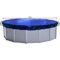Abdeckplane Pool Rund Planenmaß Ø 420 cm passend für Poolgröße Ø 320 - 366 cm Winterabdeckplane Poolabdeckung 200g/m² Blau von QUICK-STAR