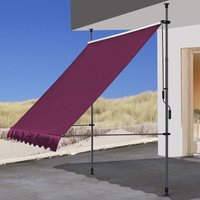 Klemmmarkise 200x130cm Bordeaux Balkonmarkise Sonnenschutz Terrassenüberdachung Höhenverstellbar von 200-290cm Markise Balkon ohne Bohren von QUICK STAR