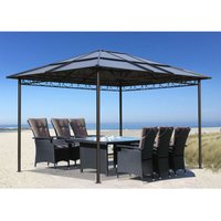 Metall Hardtop Pavillon 3x3,6m inkl. 4 Seitenteilen und Anti Dust Filterband Doppelstegplatten Polycarbonat Garten Dach Partyzelt Pergola von QUICK STAR