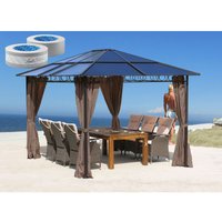 Metall Hardtop Pavillon 3x3,6m inkl. 4 Seitenteilen und Anti Dust Filterband Doppelstegplatten Polycarbonat Garten Dach Partyzelt Pergola von QUICK-STAR
