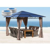 Metall Hardtop Pavillon 3x3m inkl Seitendwandset und Anti Dust Filterband Doppelstegplatten Polycarbonat Garten Dach Partyzelt Pergola von QUICK-STAR