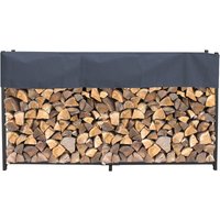 Quick Star - Metall Kaminholzregal Anthrazit 200 x 25 x 115 cm Garten Kaminholzunterstand 0,8 m³ / 1 ,3 srm Stapelhilfe mit Schutzhülle Grau von QUICK STAR