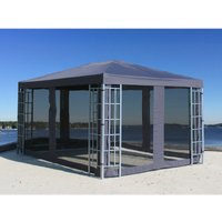 Metall Pavillon 3x4m Silver mit 4 Seitenteilen mit Moskitonetz Garten Partyzelt Anthrazit von QUICK STAR