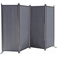 Quick-star - Paravent 4 Teilig 165 x 220 cm Stoff Raumteiler Garten Trennwand Balkon Sichtschutz Stellwand Faltbar Smoky Grau von QUICK-STAR