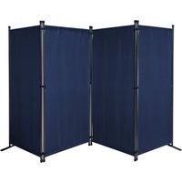Paravent 4 Teilig 165 x 220 cm Stoff Raumteiler Trennwand Balkon Sichtschutz Stellwand Faltbar Blau von QUICK-STAR