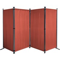 Quick-star - Paravent 4 Teilig 165 x 220 cm Stoff Raumteiler Trennwand Balkon Sichtschutz Stellwand Faltbar Rotorange ral 2001 von QUICK-STAR