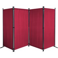 Quick-star - Paravent 4 Teilig 165 x 220 cm Stoff Raumteiler Trennwand Balkon Sichtschutz Stellwand Faltbar Rubinrot von QUICK-STAR