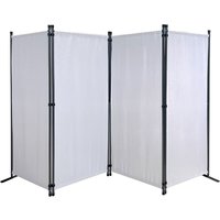 Quick-star - Paravent 4 Teilig 165 x 220 cm Stoff Raumteiler Trennwand Balkon Sichtschutz Stellwand Faltbar Weiß von QUICK-STAR