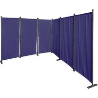 Paravent 6 Teilig 340x165cm Stoff Raumteiler Trennwand Balkon Sichtschutz Stellwand Faltbar Blau von QUICK-STAR