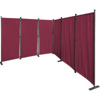 Quick-star - Paravent 6 Teilig 340x165cm Stoff Raumteiler Trennwand Balkon Sichtschutz Stellwand Faltbar Rubinrot von QUICK-STAR