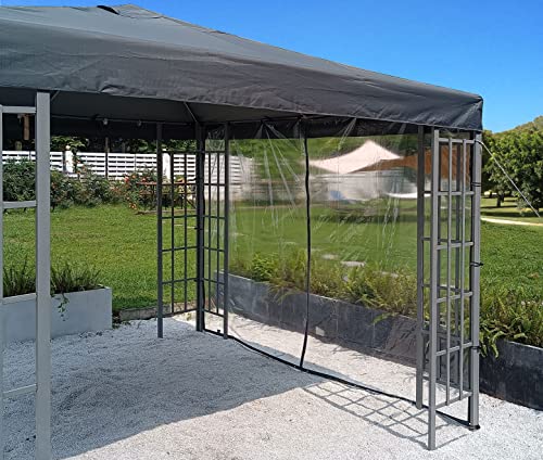 QUICK STAR 1 Seitenteil mit RV 300x200cm PVC transparent für Pavillons 3x3m mit Spanngummis von QUICK STAR