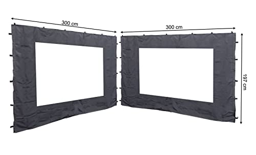 2 Seitenteile mit PE Fenster 300x197cm für Rank Pavillon 3x3m Seitenwand Anthrazit RAL 7012 von QUICK STAR